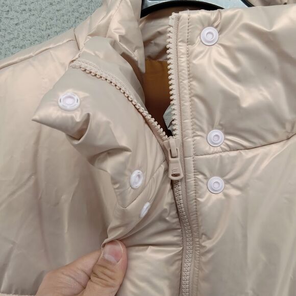 Fabletics Jacket Womens XL‎ Metallic Pink Zip Up Oversized Puffer Vest Quilted - Picture 4 of 8